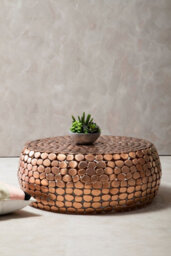 Orsina Iron Pebble Coffee Table, Modern Coffee Table, Industrial Coffee Table, Contemporary Drum Coffee Table - thumbnail 2