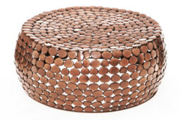 Orsina Iron Pebble Coffee Table, Modern Coffee Table, Industrial Coffee Table, Contemporary Drum Coffee Table - thumbnail 1