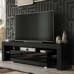 Tv Unit Aria 160Cm - Black With Gloss Doors