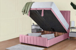 UKBEDFURNITURE Hamilton Plush Pink End Opening Divan Ottoman Bed With 54 Inch Headboard & 10 Inch Orthopaedic Mattress - thumbnail 2