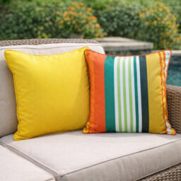 Peggy Wilkins Water Resistant Outdoor Garden Cushion Linear Orange - thumbnail 2