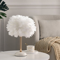 Darphe Nordic Style Feather Shaped Table Lamp, Ceramic Base, Modern Home Bedside Lamp