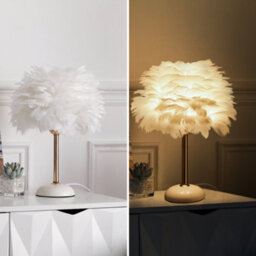 Darphe Nordic Style Feather Shaped Table Lamp, Ceramic Base, Modern Home Bedside Lamp - thumbnail 3