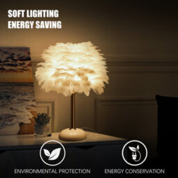 Darphe Nordic Style Feather Shaped Table Lamp, Ceramic Base, Modern Home Bedside Lamp - thumbnail 2