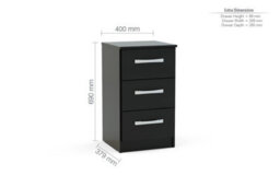 Black Wooden 4 Piece Furniture Set Wardrobe Chest Of Drawers Bedsides Birlea Lynx - thumbnail 7