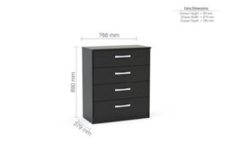 Black Wooden 4 Piece Furniture Set Wardrobe Chest Of Drawers Bedsides Birlea Lynx - thumbnail 8
