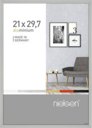 Nielsen Pixel A4 21 X 29.7 Cm Poster Frame Frosted Silver With Float Glass And Push/turn Clips,
