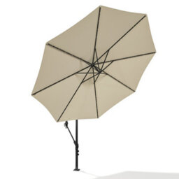 Living And Home 3M Led Lighted Large Garden Cantilever Patio Parasol Sun Shade Banana Umbrella Crank Tilt No Base, Beige - thumbnail 2