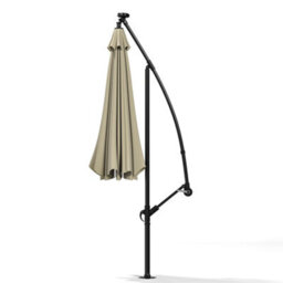 Living And Home 3M Led Lighted Large Garden Cantilever Patio Parasol Sun Shade Banana Umbrella Crank Tilt No Base, Beige - thumbnail 4