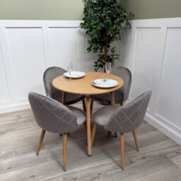 Life Interiors Lucia Dining Set With Round Table And Set Of 4 Lucia Velvet Dining Chairs - thumbnail 2