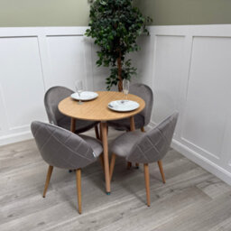 Life Interiors Lucia Dining Set With Round Table And Set Of 4 Lucia Velvet Dining Chairs - thumbnail 3