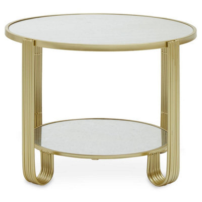 Orsina Modern Design Round Mirrored Top Gold Frame Table, Versatile Bedside Table, Easily Maintained Small Table - image 1