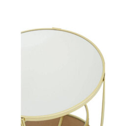 Orsina Modern Design Round Mirrored Top Gold Frame Table, Versatile Bedside Table, Easily Maintained Small Table - thumbnail 4