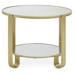 Orsina Modern Design Round Mirrored Top Gold Frame Table, Versatile Bedside Table, Easily Maintained Small Table - thumbnail 1