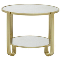 Orsina Modern Design Round Mirrored Top Gold Frame Table, Versatile Bedside Table, Easily Maintained Small Table - thumbnail 6