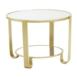 Orsina Modern Design Round Mirrored Top Gold Frame Table, Versatile Bedside Table, Easily Maintained Small Table - thumbnail 2