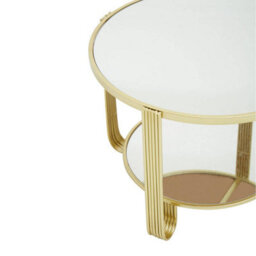 Orsina Modern Design Round Mirrored Top Gold Frame Table, Versatile Bedside Table, Easily Maintained Small Table - thumbnail 3