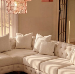 Sofaya Monaco Chesterfield 6 Seater Chaise Sofa  Cream Velvet L Shaped Corner Chaise- Left Hand Deep Buttoned Upholstery Couch Lounge - thumbnail 4