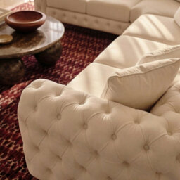Sofaya Monaco Chesterfield 6 Seater Chaise Sofa  Cream Velvet L Shaped Corner Chaise- Left Hand Deep Buttoned Upholstery Couch Lounge - thumbnail 2