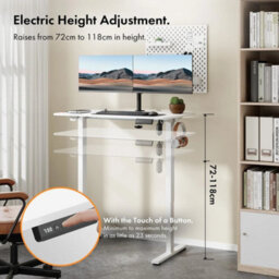 White 100X60Cm Electric Standing Desk For Home Office With Adjustable Height - thumbnail 6