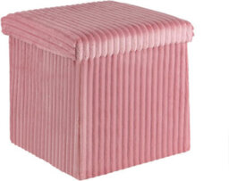 Storage Ottoman Padded Foldable Bench Chest With Lid Holds Up To 100 Kg For Bedroom Room Pink Corduroy 38Cm X 38 Cm X 38 Cm - thumbnail 2