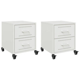 Berkfield Bedside Cabinets 2 Pcs White 36X39X43.5 Cm Steel - thumbnail 2