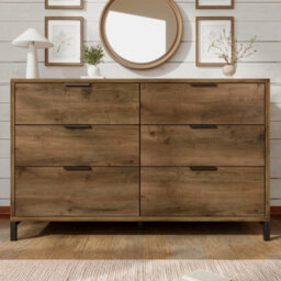 Matteo Dark Oak Effect Sideboard Cabinet, 6-Drawer Chest With Industrial Black Metal Frame, 120Cm - thumbnail 9