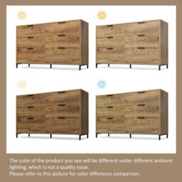 Matteo Dark Oak Effect Sideboard Cabinet, 6-Drawer Chest With Industrial Black Metal Frame, 120Cm - thumbnail 5
