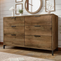 Matteo Dark Oak Effect Sideboard Cabinet, 6-Drawer Chest With Industrial Black Metal Frame, 120Cm - thumbnail 7