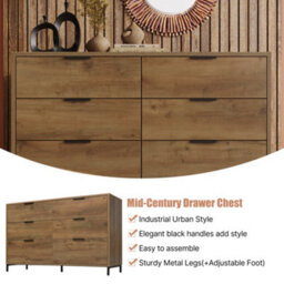 Matteo Dark Oak Effect Sideboard Cabinet, 6-Drawer Chest With Industrial Black Metal Frame, 120Cm - thumbnail 3