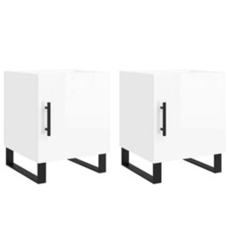 Berkfield Bedside Cabinets 2 Pcs High Gloss White 40X40X50 Cm Engineered Wood - thumbnail 2