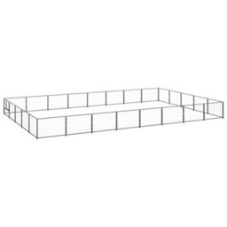 Berkfield Durable Dog Kennel Black 40 M2 Steel - thumbnail 2