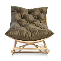 Desser Natural Rattan Papasan Rocking Chair With Square Cushion - Indoor & Dry Outdoor Use - Olive - thumbnail 4