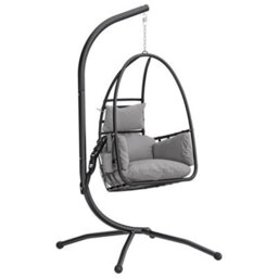 Outsunny Hanging Egg Chair, Swinging Hammock Chair With Stand, Dark Grey - thumbnail 2