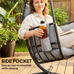 Outsunny Hanging Egg Chair, Swinging Hammock Chair With Stand, Dark Grey - thumbnail 8