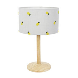 Valuelights Triston Natural Light Wood Stem Table Lamp With Lemon Embroidered Lamp Shade - thumbnail 2