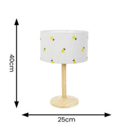 Valuelights Triston Natural Light Wood Stem Table Lamp With Lemon Embroidered Lamp Shade - thumbnail 4