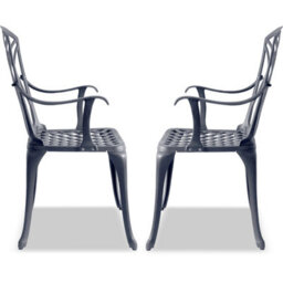 Centurion Supports Oshowa 2-Large Garden And Patio Bistro Chairs With Armrests In Cast Aluminium Grey - thumbnail 5