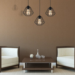Milagro Colin Black Pendant Lamp 3Xe27 Hand Made Matt Black Cage Style Lamps Creating Industrial Chic - thumbnail 3