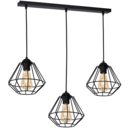 Milagro Colin Black Pendant Lamp 3Xe27 Hand Made Matt Black Cage Style Lamps Creating Industrial Chic - thumbnail 4
