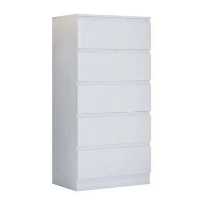 Eco Living Carlton Matt White Chest Of Drawers 5 Drawer Cabinet - image 1