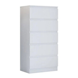 Eco Living Carlton Matt White Chest Of Drawers 5 Drawer Cabinet - thumbnail 1