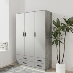 Urbn-Living Urbnliving 180Cm Height Cool Grey 3 Door 4 Drawer Wardrobe Storage Shelf Modern Bedroom Ash Grey Furniture - thumbnail 1