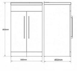 Clifton Bathroom 2-Door Floor Standing Vanity Unit With Mid Depth Ceramic Basin 600mm Wide - White  - Brassware Not Included - thumbnail 3