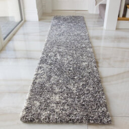 Loomed Super Soft Silver Grey Mottled Shaggy Runner Rug 60X240Cm - thumbnail 3