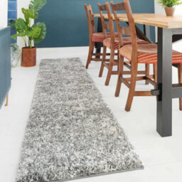 Loomed Super Soft Silver Grey Mottled Shaggy Runner Rug 60X240Cm - thumbnail 1