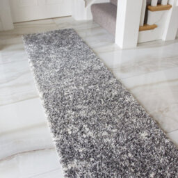Loomed Super Soft Silver Grey Mottled Shaggy Runner Rug 60X240Cm - thumbnail 2