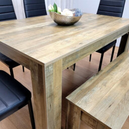 Kosy Koala Dining Table Set For 6   Rustic Wood Table With 4 Black Chairs And 1 Bench - thumbnail 2