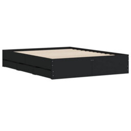 Berkfield Bed Frame With Drawers Without Mattress Black 140X200 Cm - thumbnail 4