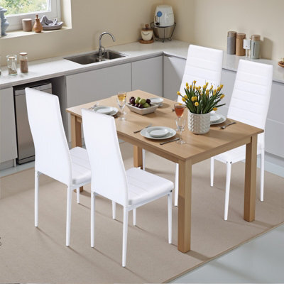 4Pcs/set Dining Chairs Padded Seat Metal Legs Kitchen Home Furniture White - image 1